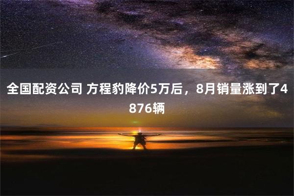 全国配资公司 方程豹降价5万后，8月销量涨到了4876辆