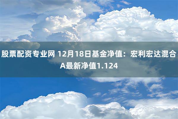 股票配资专业网 12月18日基金净值：宏利宏达混合A最新净值1.124