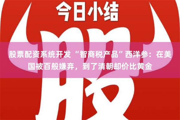 股票配资系统开发 “智商税产品”西洋参：在美国被百般嫌弃，到了清朝却价比黄金